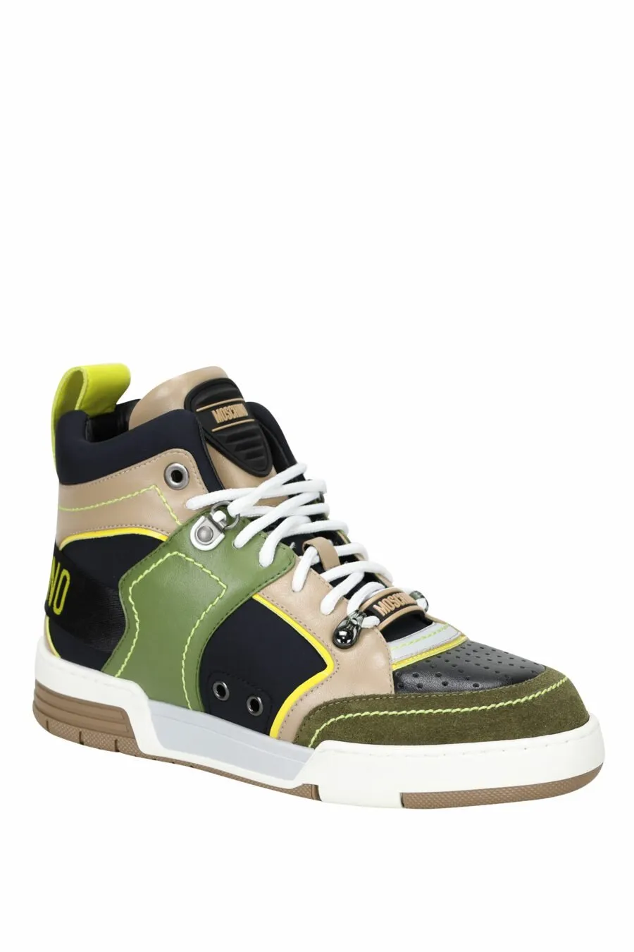 Zapatillas altas beige mix verde con logo