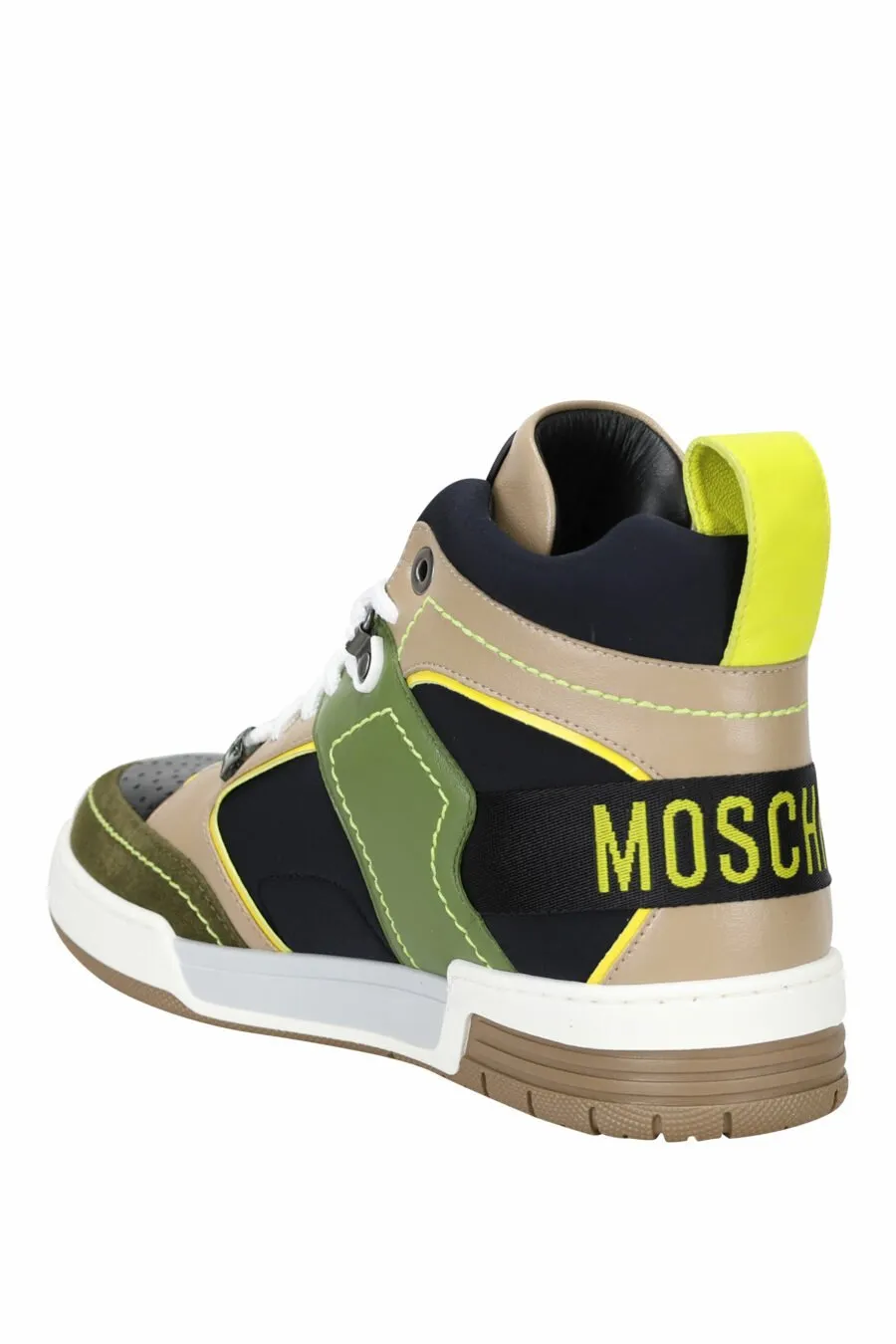 Zapatillas altas beige mix verde con logo