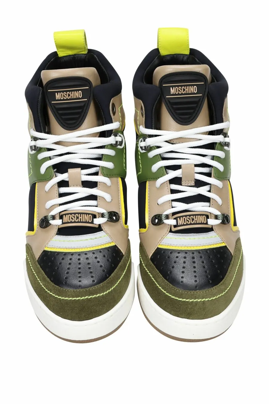 Zapatillas altas beige mix verde con logo