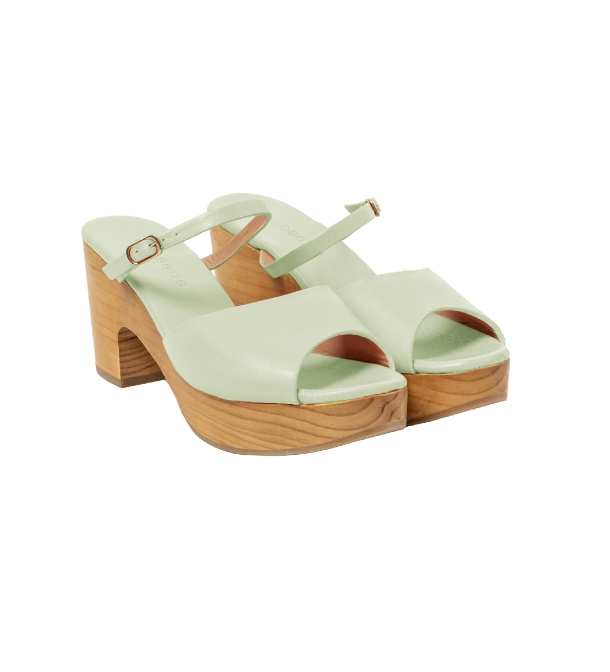 Zuecos de piel S3273 verde -Altura tacón 8cm-